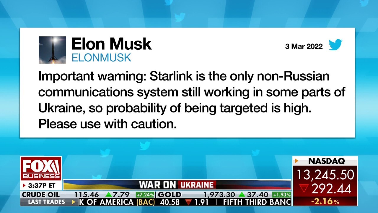 Elon Musk warns Russian airstrikes could target Starlink satellites in Ukraine