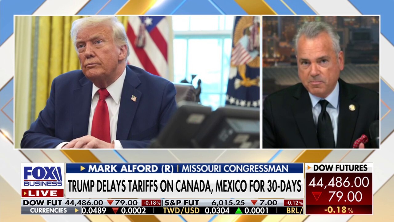 Rep. Mark Alford, R-Mo., reacts to Mexico and Canada reaching a deal with President Donald Trump for pauses on tariffs, China imposing retaliatory tariffs and the latest regarding reconciliation.