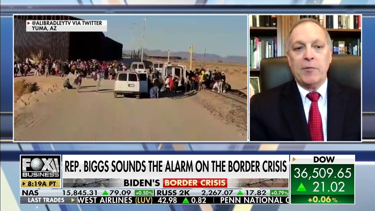 Rep. Andy Biggs, R-Ariz., argues the migrant surge is a massive national security crisis and that the Biden administration is doing ‘nothing’ about it.