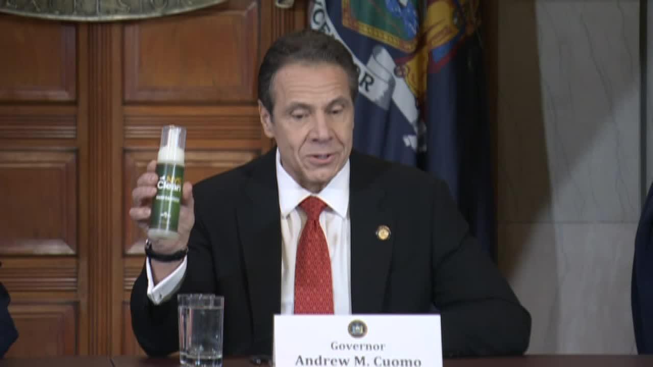 New York Gov. Cuomo unveils hand sanitizer made by state 