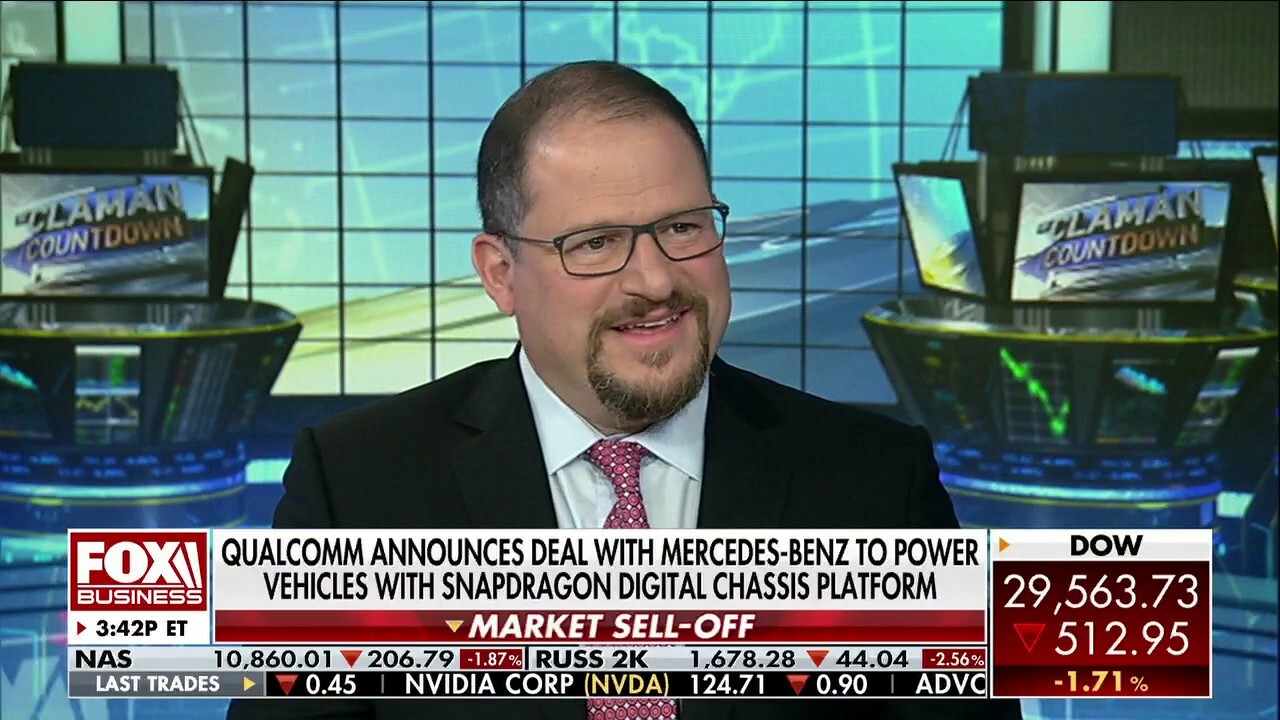 Qualcomm CEO Cristiano Amon announces on 'The Claman Countdown' a deal with Mercedes-Benz to power vehicles with Snapdragon digital chassis solutions.