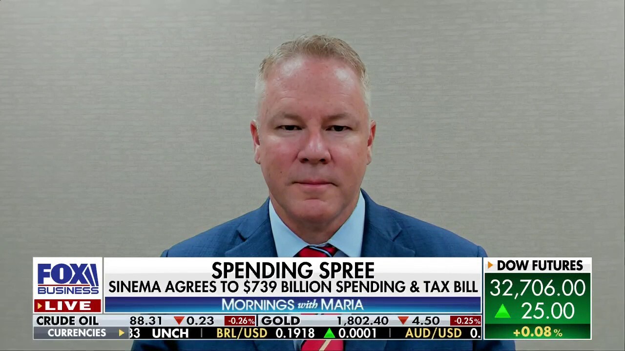 Financial Services Committee member Warren Davidson, R-Ohio, criticizes the proposed social spending and tax bill after Sen. Kyrsten Sinema's decision to move forward with its passage on ‘Mornings with Maria.’