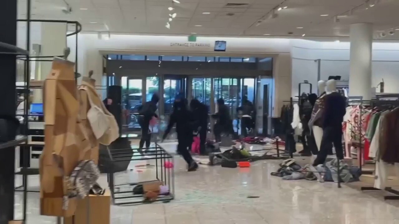 A Los Angeles Nordstrom store was ransacked by a mob of more than 30 people on Saturday, Aug. 12, 2023, with the suspects getting away with nearly $100,000 worth of handbags and clothes. (Credit: Anniella Weise)