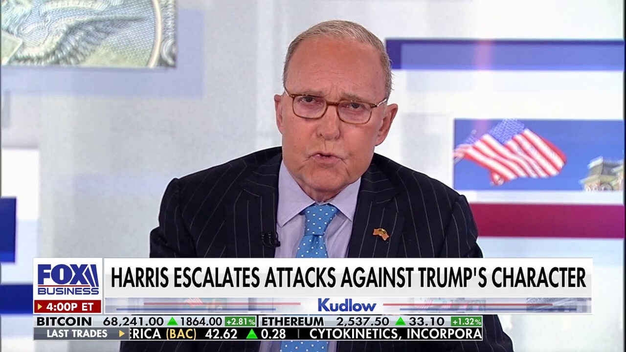 FOX Business host Larry Kudlow calls out Vice President Kamala Harris' attacks on former President Trump on 'Kudlow.'