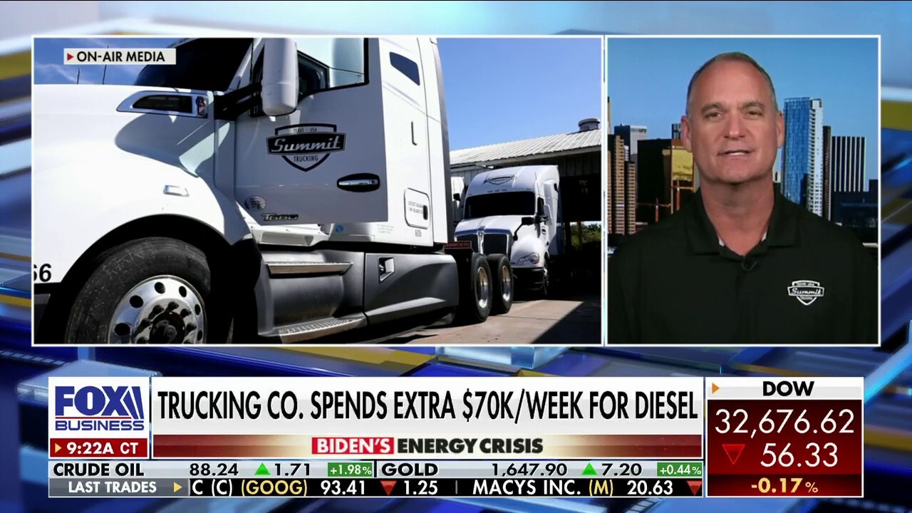 Summit Trucking president Bart Plaskoff says he is paying an extra $70,000 a week for diesel fuel as the shortage worsens on 'Varney & Co.'