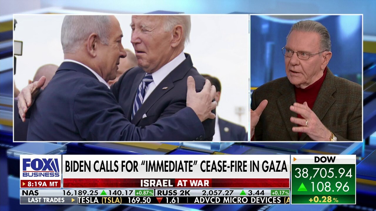 Fox News senior strategic analyst Gen. Jack Keane reacts to Biden calling for an immediate cease-fire in Gaza on 'Varney & Co.'