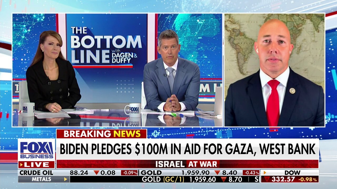 Rep. Brian Mast, R-Fla., joins 'The Bottom Line' to discuss protesters urging cease-fire in Israel-Hamas war being arrested at the U.S. Capitol and President Biden's pledge to provide aid for Gaza.