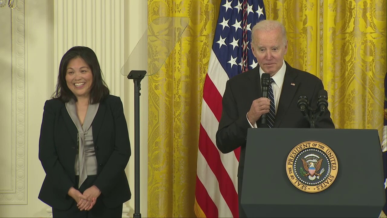 President Biden seemed to acknowledge the heavy pressure he has felt from Democratic senators to pick an Asian American nominee for his Cabinet, as he named Julie Su for labor secretary.
