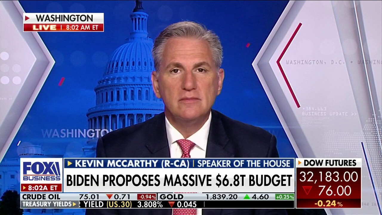 House Speaker Kevin McCarthy, R-Calif., joined ‘Mornings with Maria’ to weigh in on President Biden’s budget proposal and the ongoing debt ceiling fight.