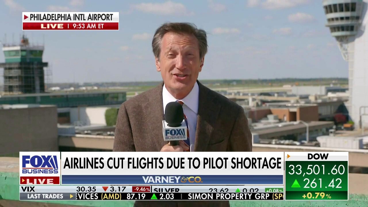 FOX Business' Jeff Flock reports from Philadelphia International Airport, where major airlines need to hire 14,500 pilots per year in order to keep up with a nationwide shortage.