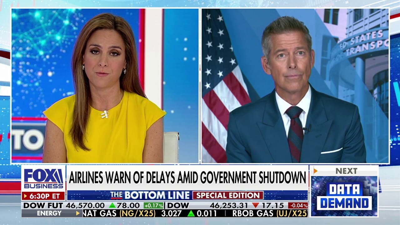 Transportation Secretary Sean Duffy criticizes California Gov. Gavin Newsom’s refusal to adhere to English language rule and describes how his department is handling the government shutdown on ‘The Bottom Line.’
