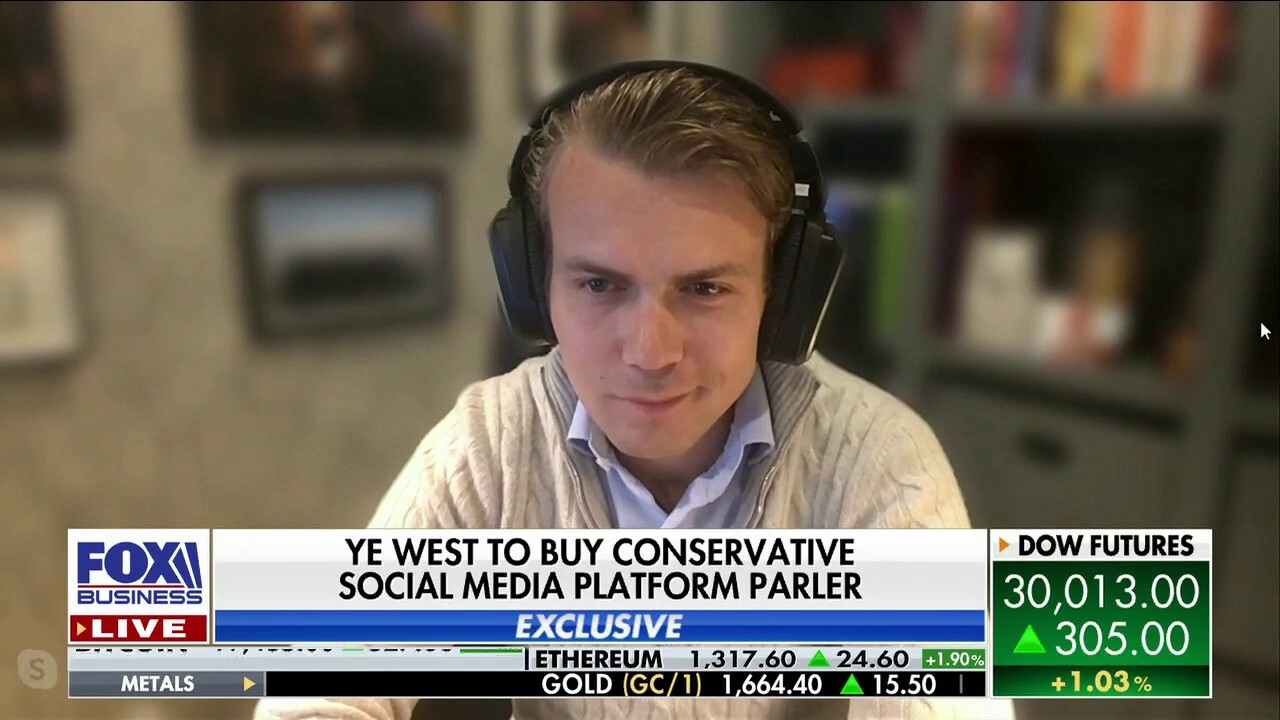 Parlement Technologies CEO George Farmer confirms Ye West's acquisition, telling 'Mornings with Maria' that the rapper and fashion mogul's ban from other social media platforms inspired the sale.