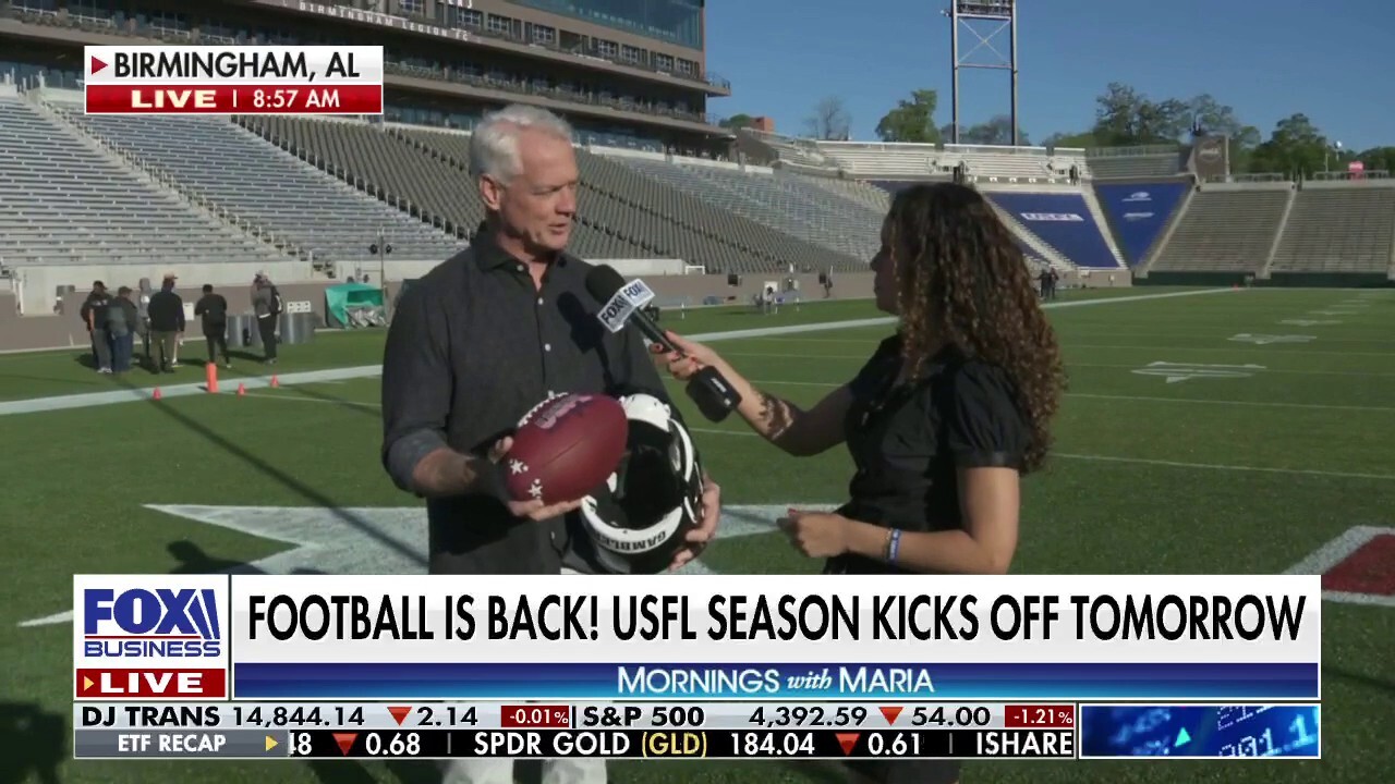 USFL Executive V.P. of Football Operations Daryl Johnston discusses the technology behind the league's equipment as it prepares for its first game of the season.