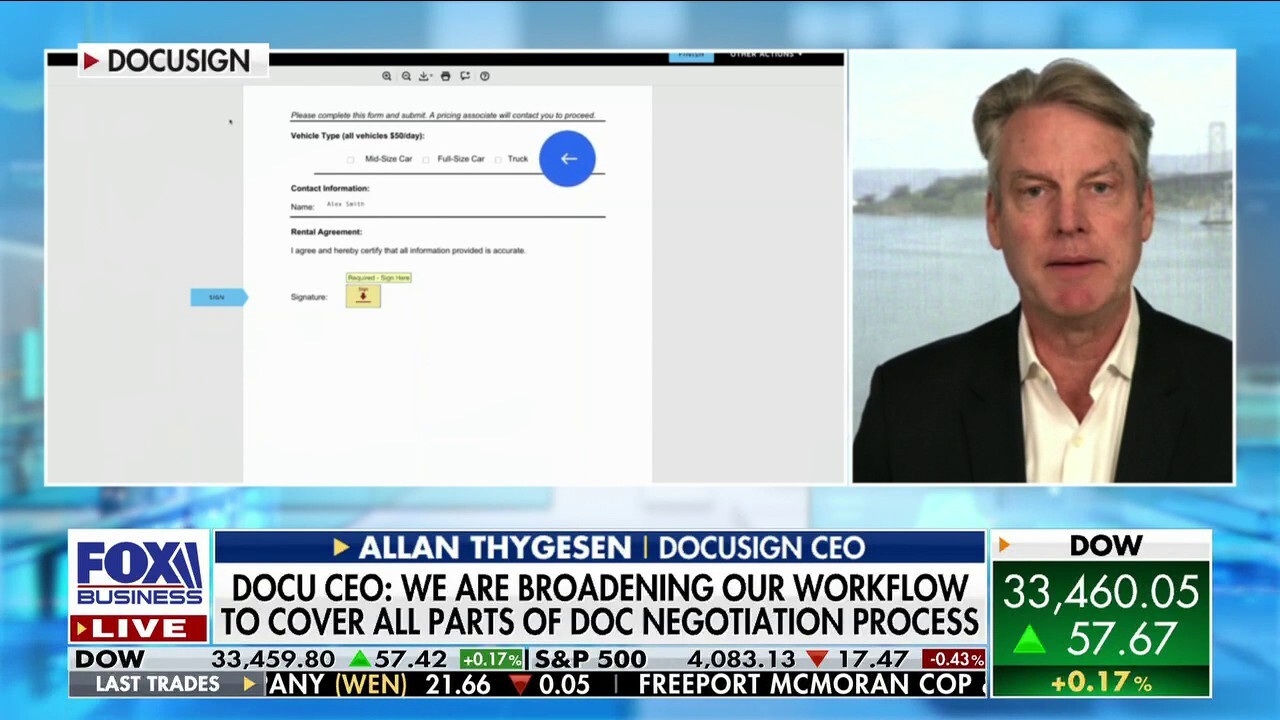 DocuSign CEO Allan Thygesen discusses his expansion plan to reignite growth on 'The Claman Countdown.'