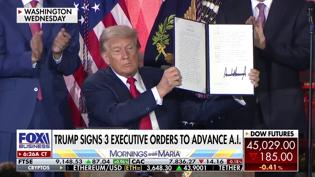 Rep. French Hill, R-Ark., discusses President Donald Trump's new A.I. executive order and what the GENIUS Act means for stablecoins on 'Mornings with Maria.'
