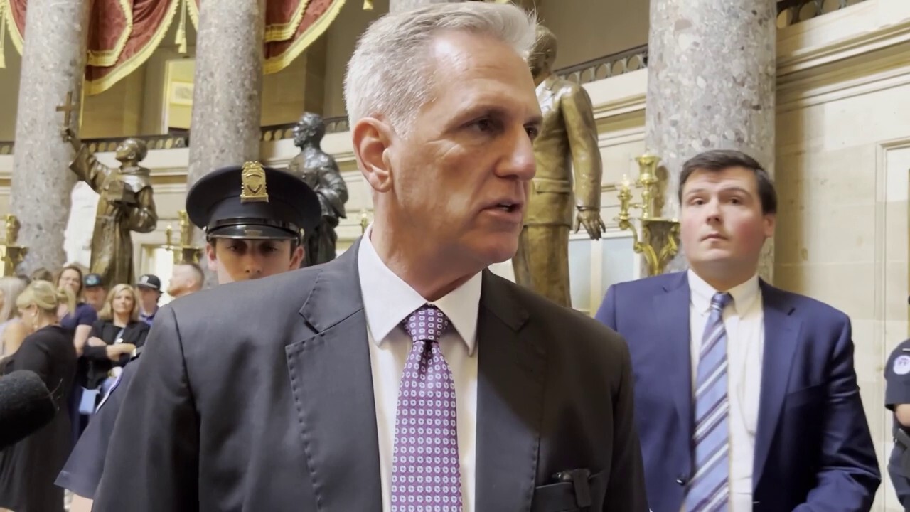 House Speaker Kevin McCarthy gave reporters an update on debt limit negotiations on Monday afternoon, hours before he’s expected to meet with President Biden to try to hash out a deal.