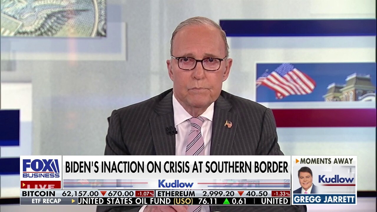 FOX Business host Larry Kudlow calls out President Biden's inaction on securing the southern border on 'Kudlow.'