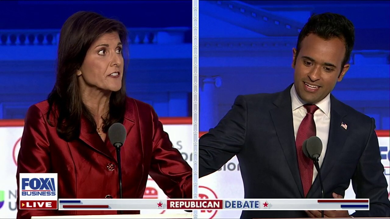 2024 candidates Nikki Haley and Vivek Ramaswamy spar during the second Republican debate over the use of TikTok.