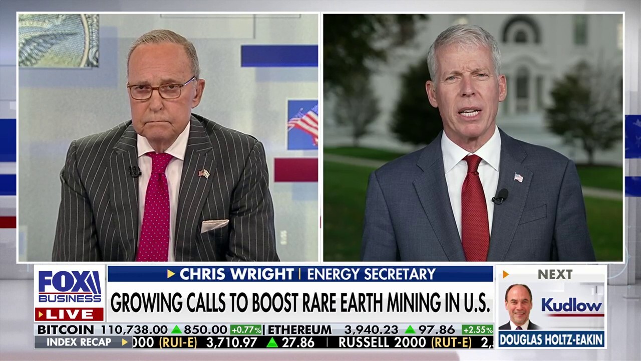 Energy Secretary Chris Wright gives an update on the Trump administration’s effort to boost domestic rare earth mining and vows to ‘break’ dependence on China on ‘Kudlow.’