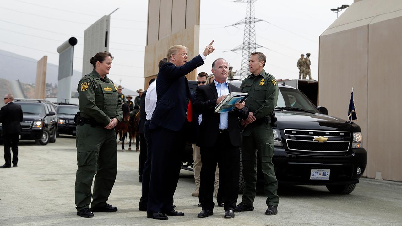 Trump speaks with border patrol agent about wall prototypes