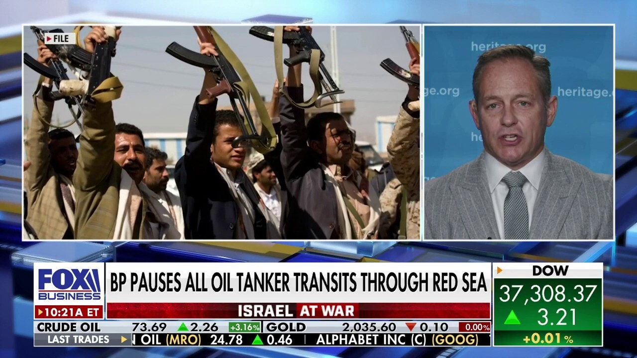 Heritage Foundation senior fellow Brent Sadler reacts to BP pausing Red Sea oil shipments after Houthi attacks on 'Varney & Co.'