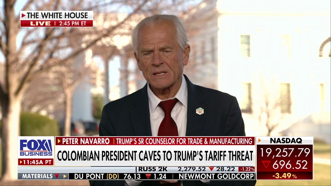  Peter Navarro, Trump senior counselor for trade and manufacturing, analyzes the impact of the Columbian president caving to President Donald Trump's tariff threat on 'Making Money.'