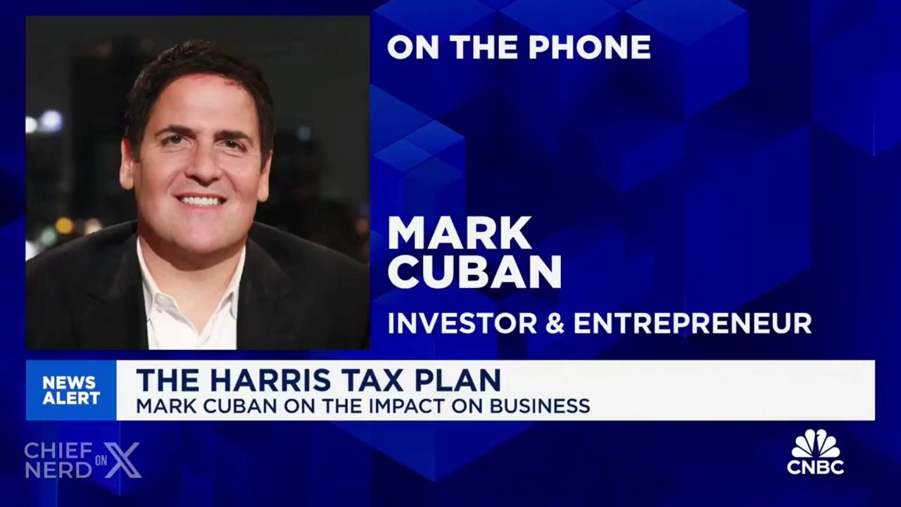 Billioniare Mark Cuban insisted Kamala Harris does not intend to tax unrealized gains in a contentious interview on CNBC.