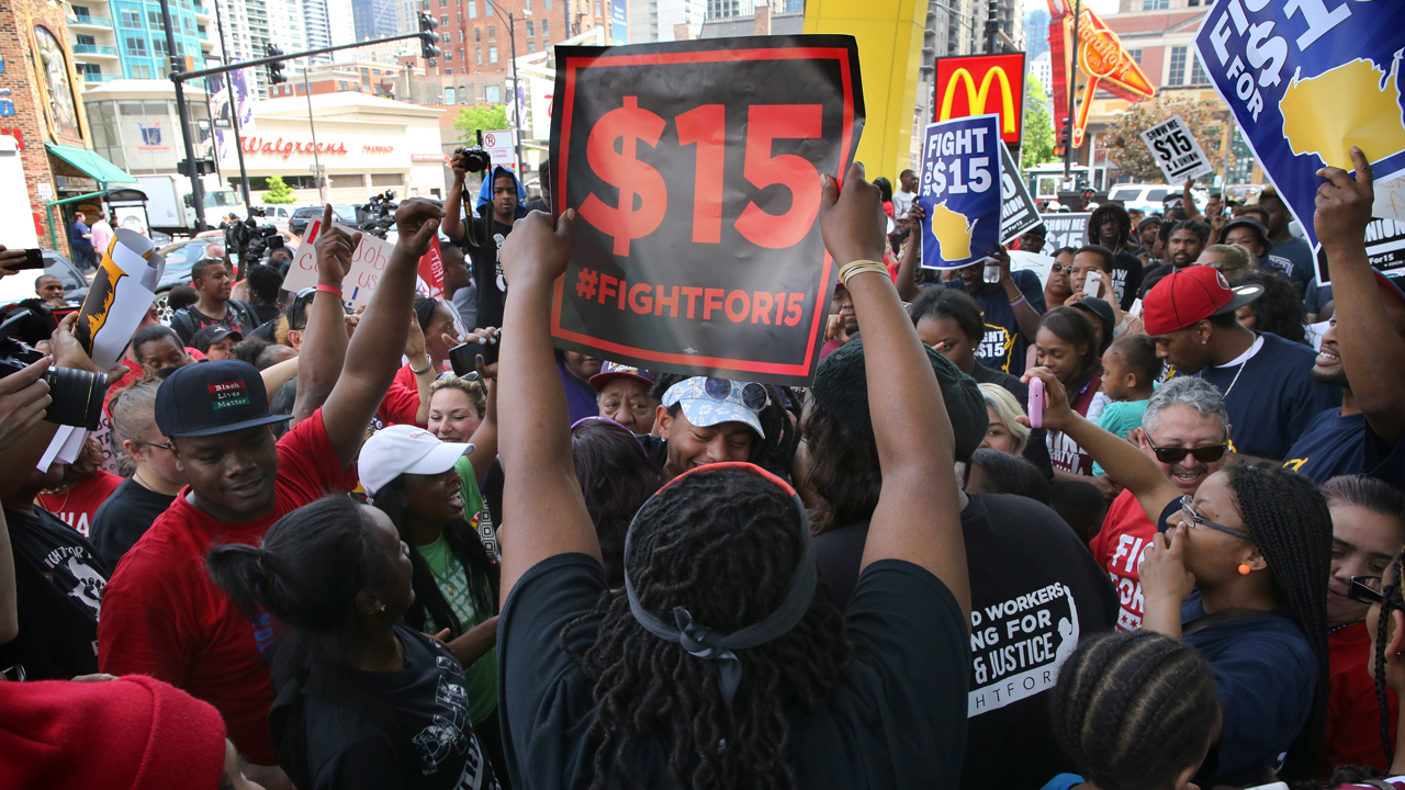 Minimum wage protestors take on McDonald's