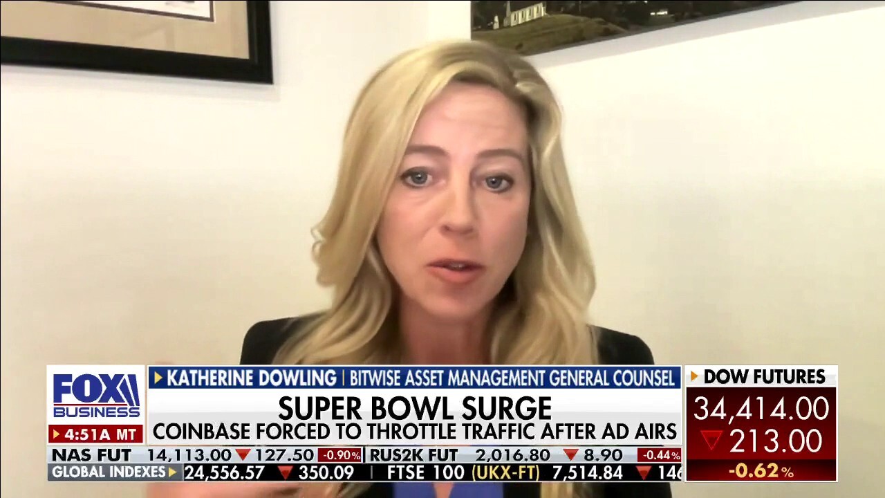 Bitwise Asset Management general counsel Katherine Dowling reacts to Coinbase’s Super Bowl ad and discusses cryptocurrency regulation.