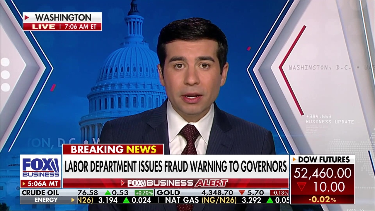 Acting Labor Secretary Keith Sonderling joins 'Mornings with Maria' to announce a sweeping crackdown on unemployment fraud and warn states they could lose federal funding if they fail to comply.
