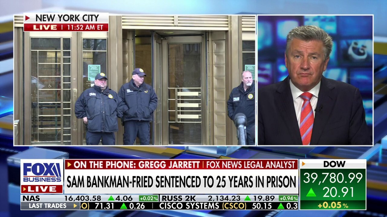 Fox News legal analyst Gregg Jarrett reacts to the sentencing of ex-FTX CEO Sam Bankman-Fried in a Manhattan federal court.