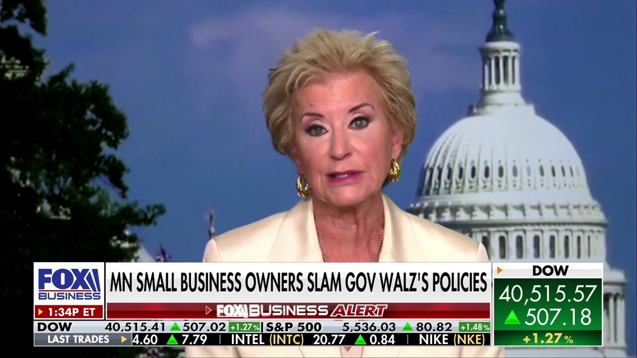 Former Small Business Administration Administrator under President Trump Linda McMahon explains how a small businesses would fare under a Harris presidency, the Vice President's stance on price gouging, and wage growth.