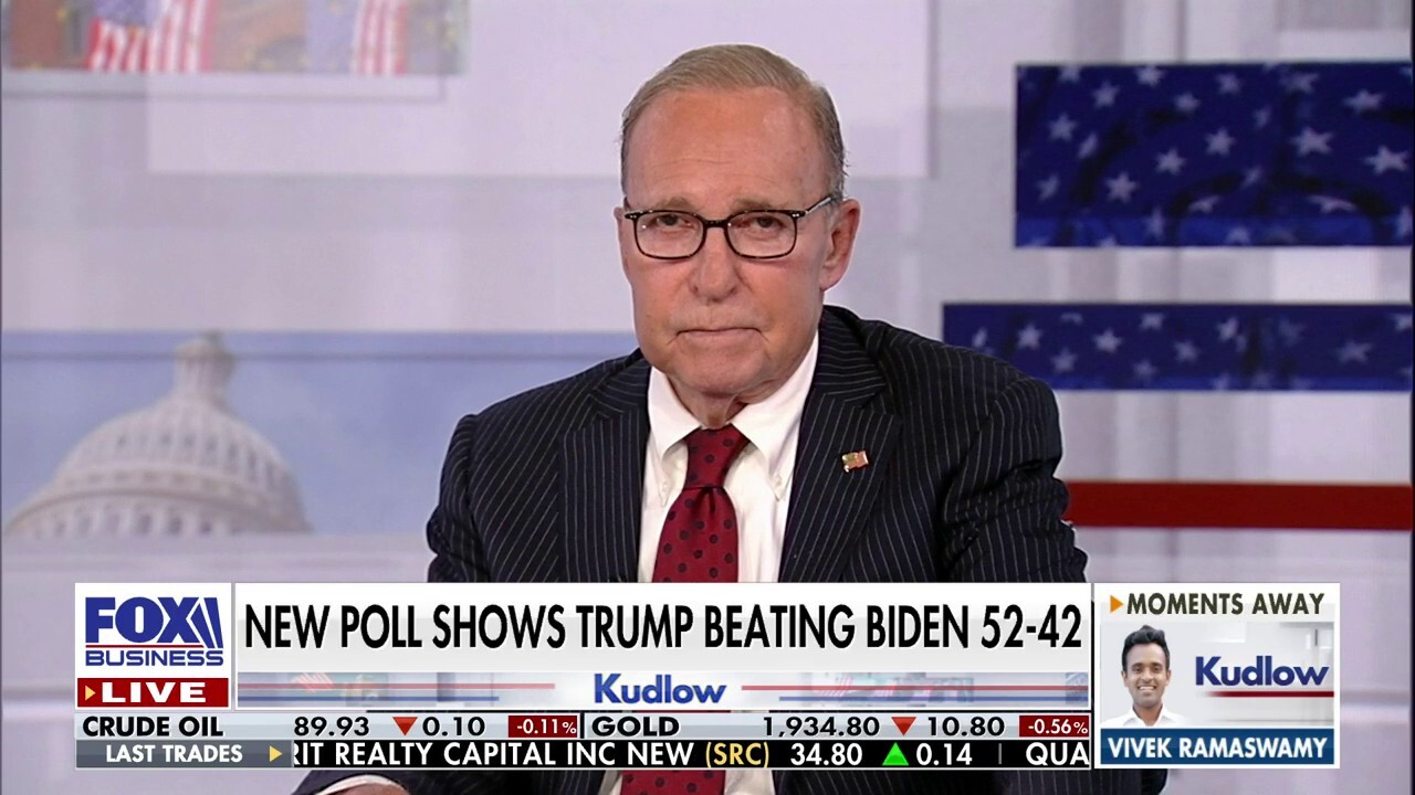 FOX Business host Larry Kudlow breaks down the poll that places former President Donald Trump 10 points ahead of President Joe Biden. 