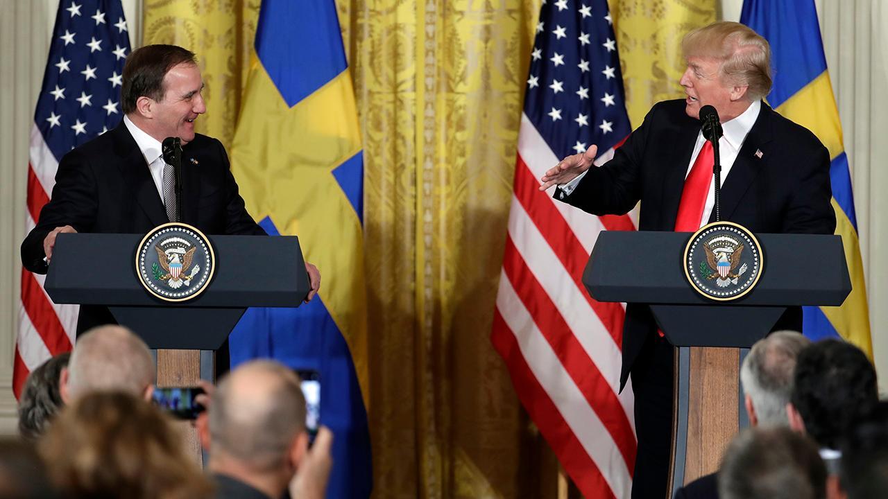 Trump talks trade imbalances with Swedish PM Lofven