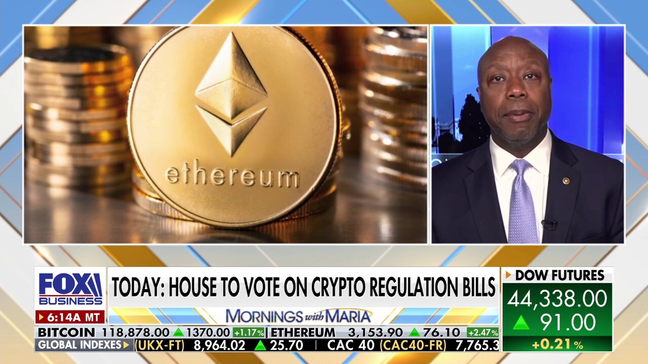 Sen. Tim Scott, R-S.C., joins 'Mornings with Maria' to discuss President Donald Trump's push to make America the 'crypto capital' of the world as the House gets set to vote on regulation.