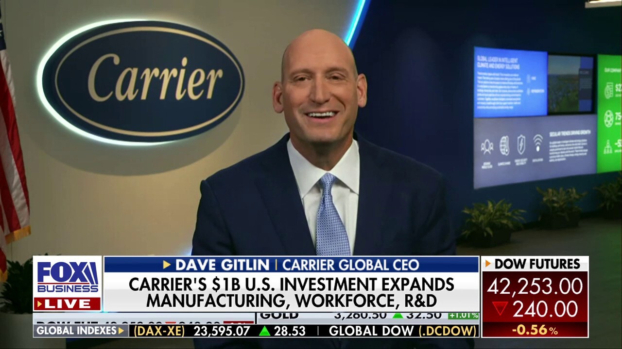 Carrier Global CEO David Gitlin talks about the company's billion-dollar investment in U.S. manufacturing and macroeconomic expectations throughout 2025.