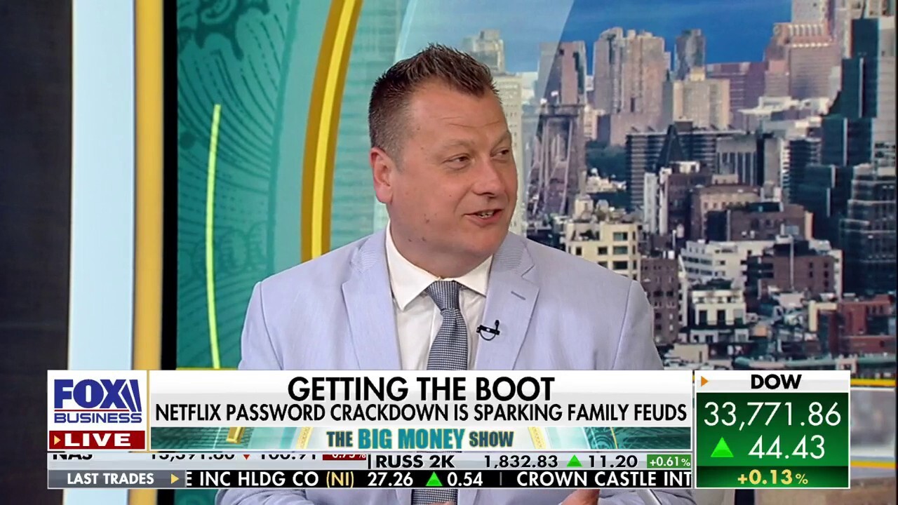 Fox Across America host Jimmy Failla reacts to a Wall Street Journal report saying Netflix ending password sharing is causing family squabbles on The Big Money Show.