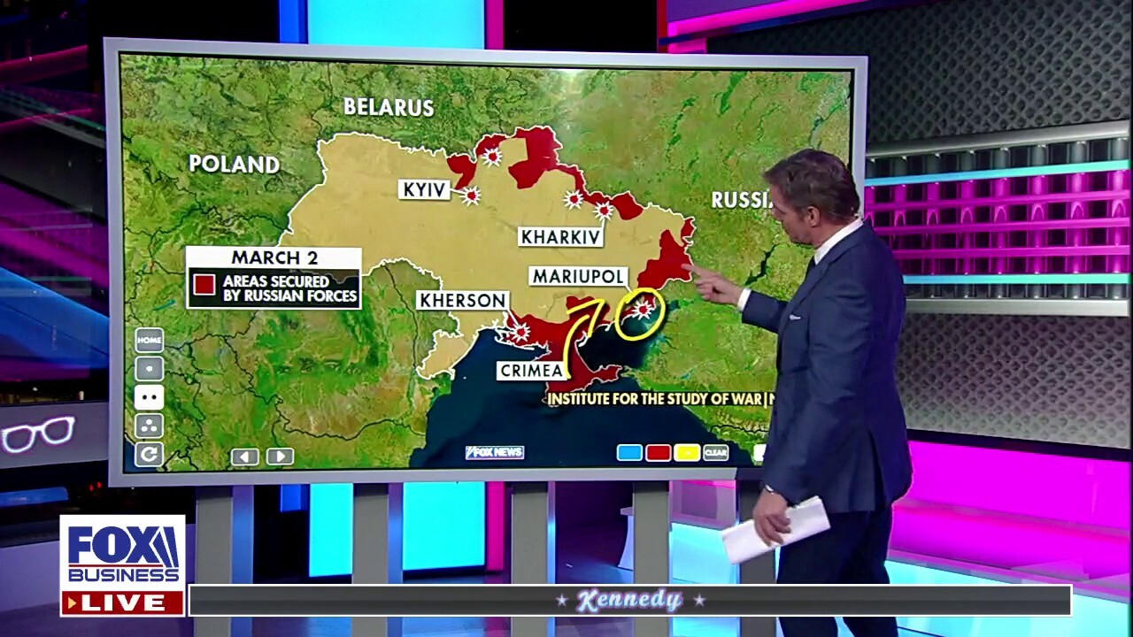 Fox News anchor Bill Hemmer breaks down the areas Russia has taken in the conflict with Ukraine on 'Kennedy.'