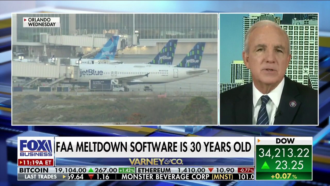 House Homeland Security member Rep. Carlos Gimenez discusses whether the FAA should be privatized after a software meltdown caused massive flight disruptions on 'Varney & Co.'