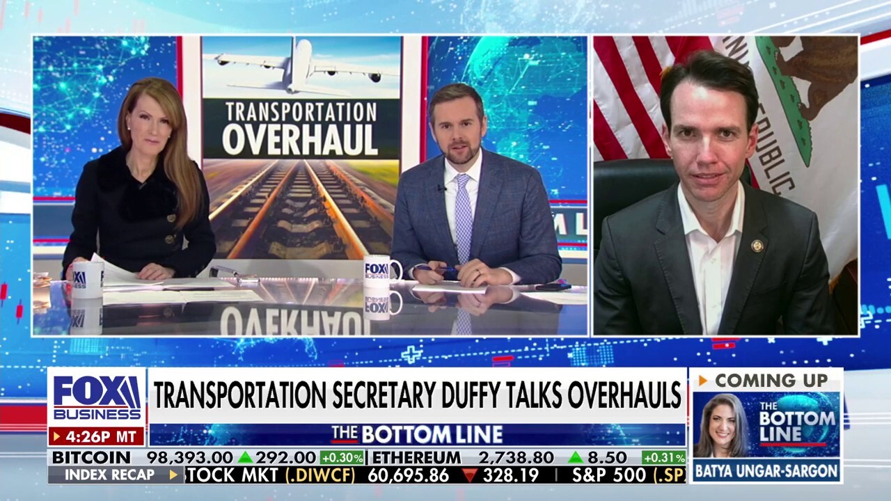 Rep. Kevin Kiley, R-Calif., discusses expected overhauls of the Federal Aviation Administration and California’s high-speed rail projects on ‘The Bottom Line.’