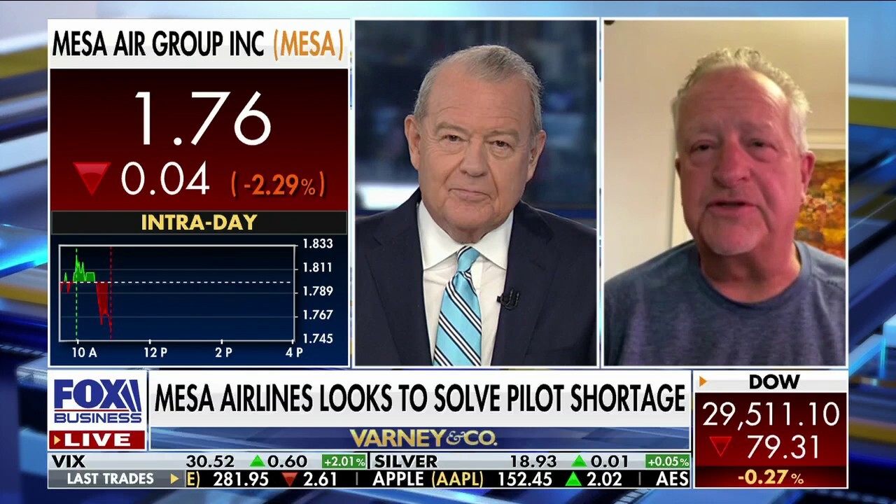 Mesa Airlines Chairman and CEO Jonathan Ornstein tells Stuart Varney how his company's initiative to give pilots interest-free loans to fly the number of hours needed to obtain their pilot's license will help the pilot shortage.