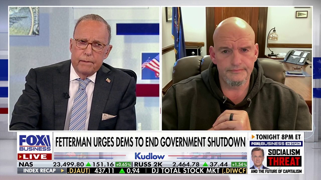 Sen. John Fetterman, D-Pa., reflects on the growing ideological divide within the Democratic Party and explains the importance of opening up the government immediately on ‘Kudlow.’