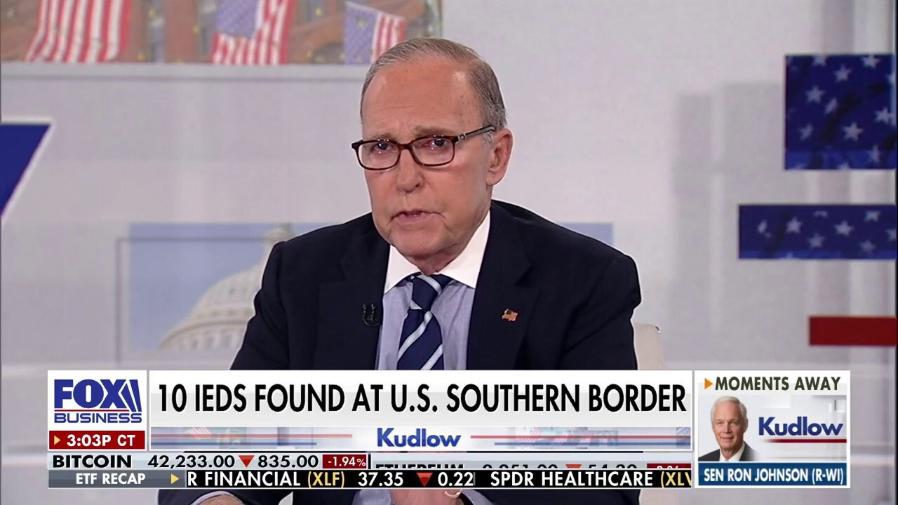 Fox Business host Larry Kudlow calls out the Biden administration's immigration policy as migrants pour across the southern border on 'Kudlow.'