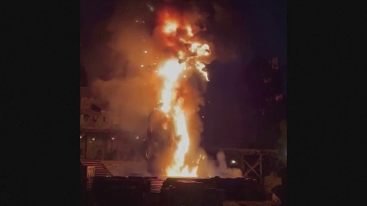 A Maleficent dragon caught fire during a "Fantasmic!" show at Disneyland in California, reportedly prompting evacuations. (Credit: Reuters/Tim Turensek)