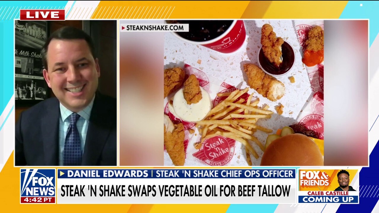 Steak 'n Shake COO Daniel Edwards joins 'Fox & Friends' to discuss the company making the switch from frying in vegetable oil to beef tallow.