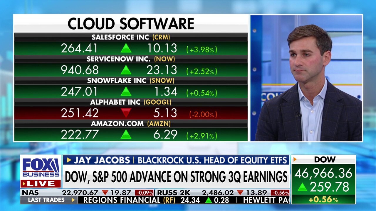 BlackRock U.S. Head of Equity ETFS Jay Jacobs discusses third-quarter earnings reports, AI ETFs, Treasury yield projections and more on ‘The Claman Countdown.’