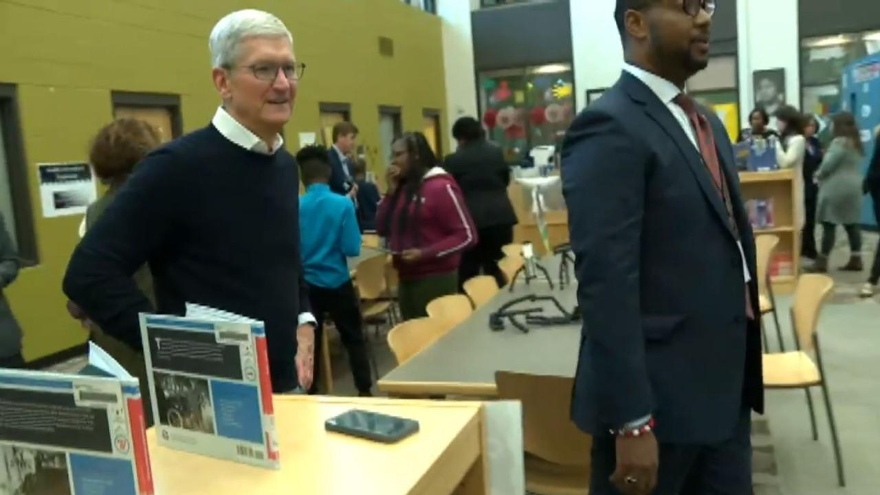 Apple CEO Tim Cook meets the young students of Ed Farm 