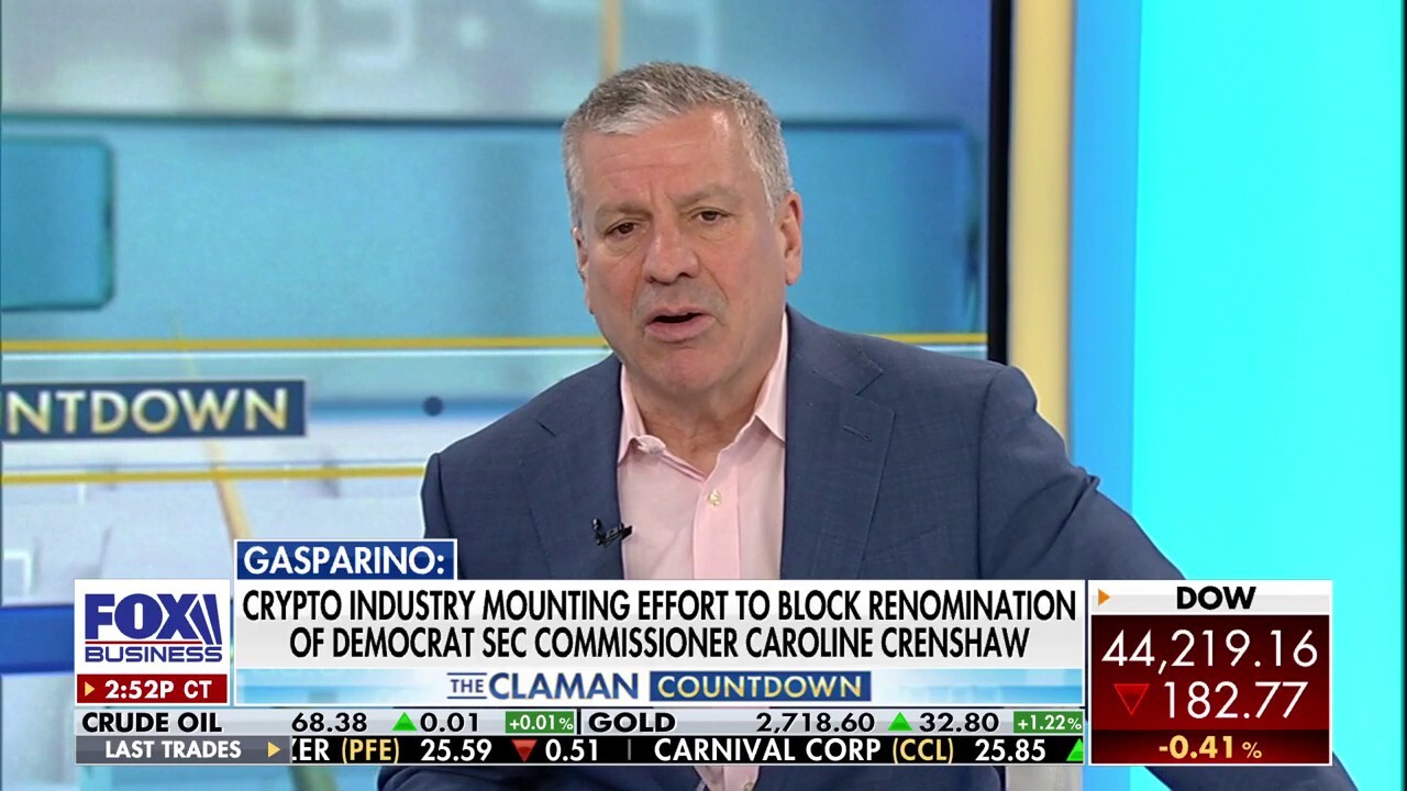 FOX Business' Charlie Gasparino discusses the cryptocurrency industry's effort to block a second term for SEC Commissioner Caroline Crenshaw on 'The Claman Countdown.'