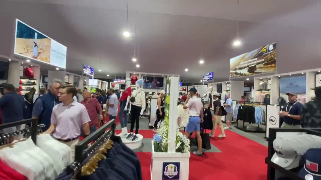 Ryder Cup fans are up early to grab some apparel before the tournament begins at Bethpage Black on Long Island, New York.