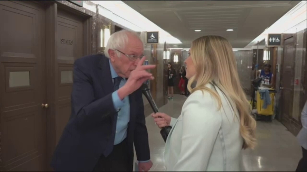Sen. Bernie Sanders, I-Vt., snapped at FOX Business correspondent Hillary Vaughn, cutting her off several times when she questioned his 32-hour workweek proposal.